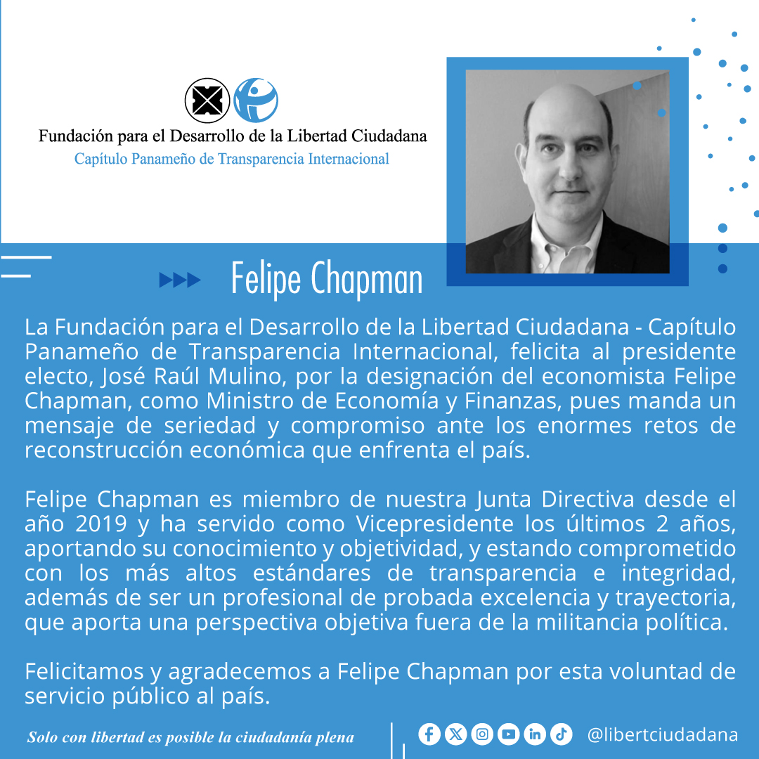 Designación de Felipe Chapman como Ministro de Economía y Finanzas